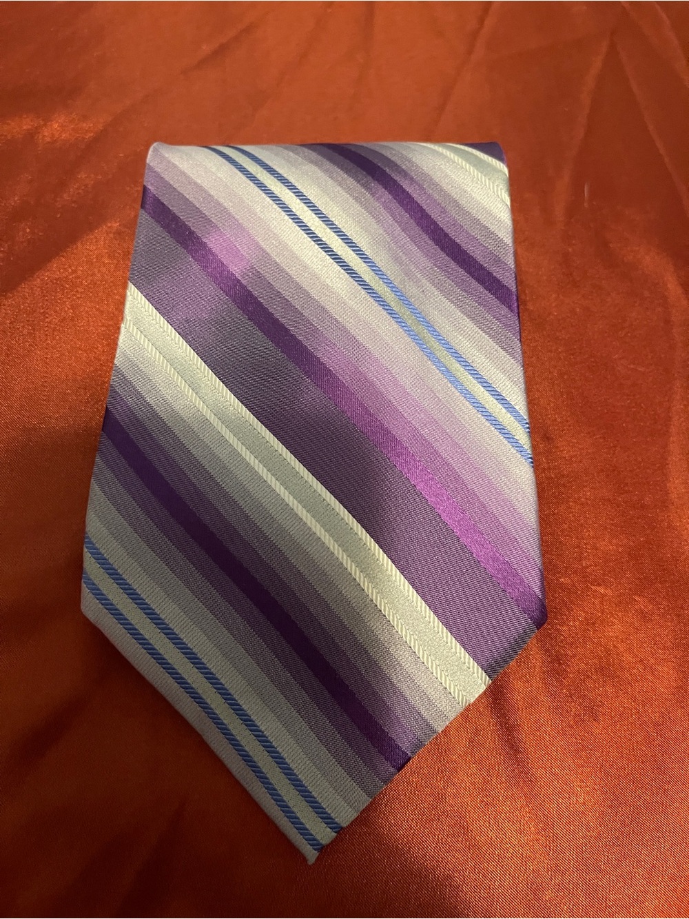 Joseph & Feiss Purple and Silver Striped Silk Tie